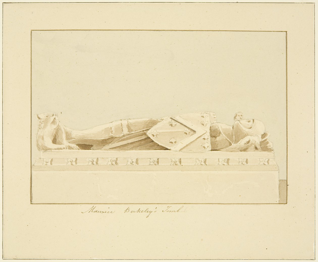 Effigy of Maurice, 7th Earl of Berkeley, i Bristol Cathedral (blyant og akvarell på papir) av Marcus H. Homes