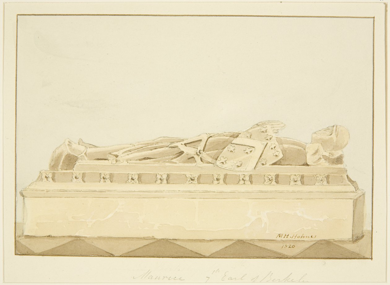 Effigy of Maurice, 7th Earl of Berkeley i Bristol Cathedral (blyant og akvarell på papir) av Marcus H. Homes