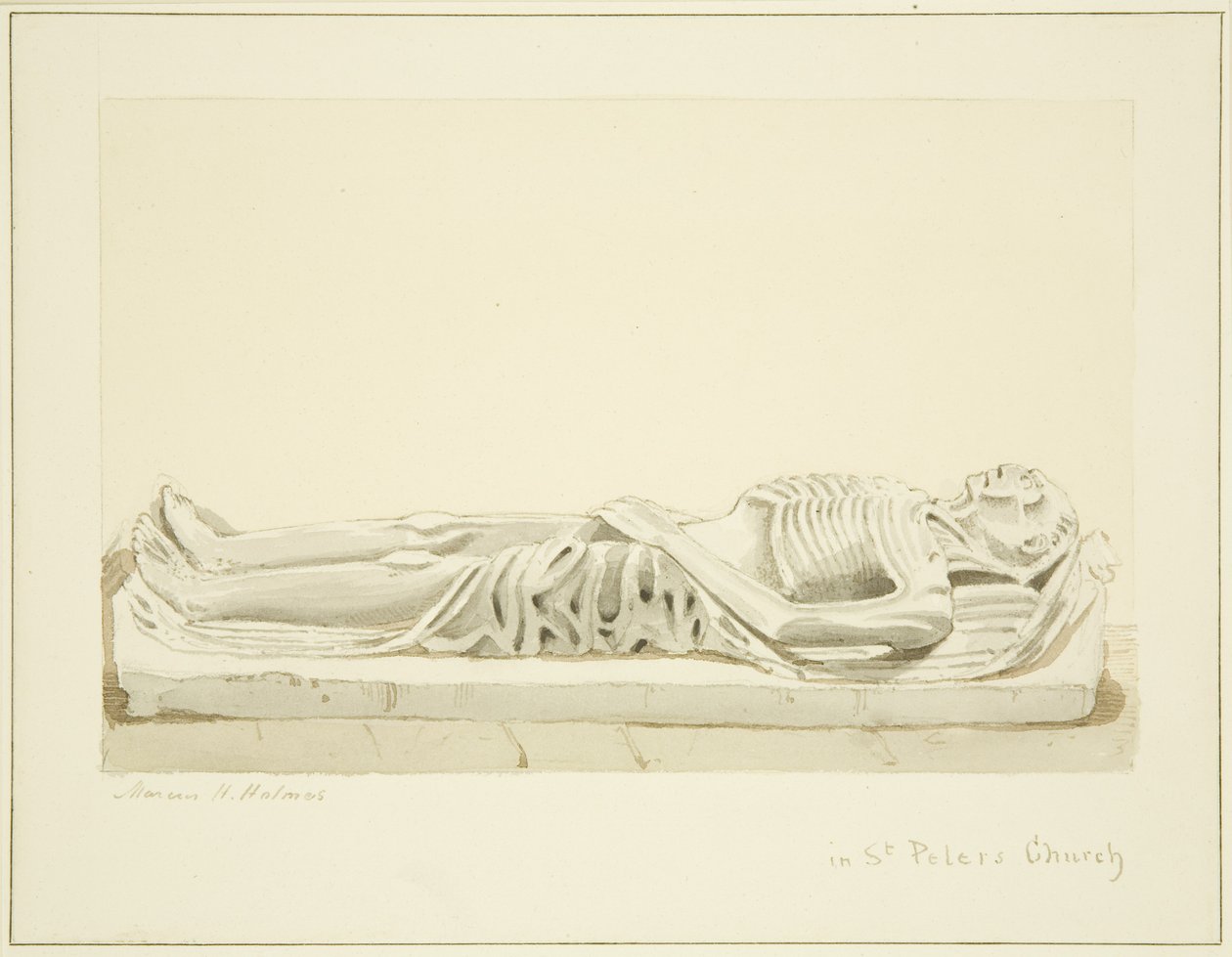 Bilde på et monument i Peterskirken (blyant og akvarell på papir) av Marcus H. Homes