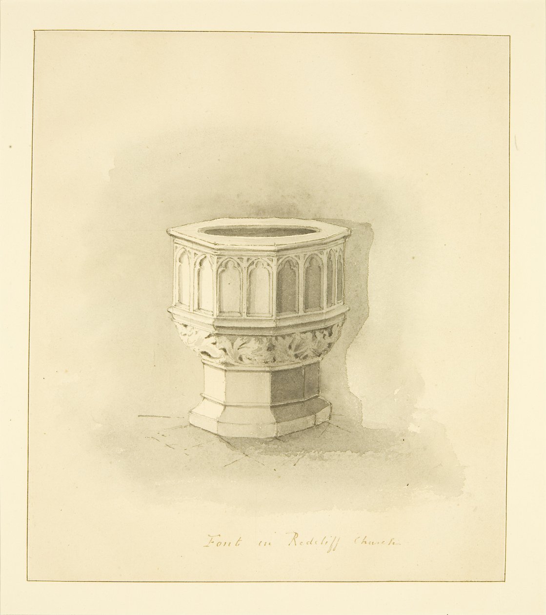Font i Redcliffe Church (blyant og akvarell på papir) av Marcus H. Homes