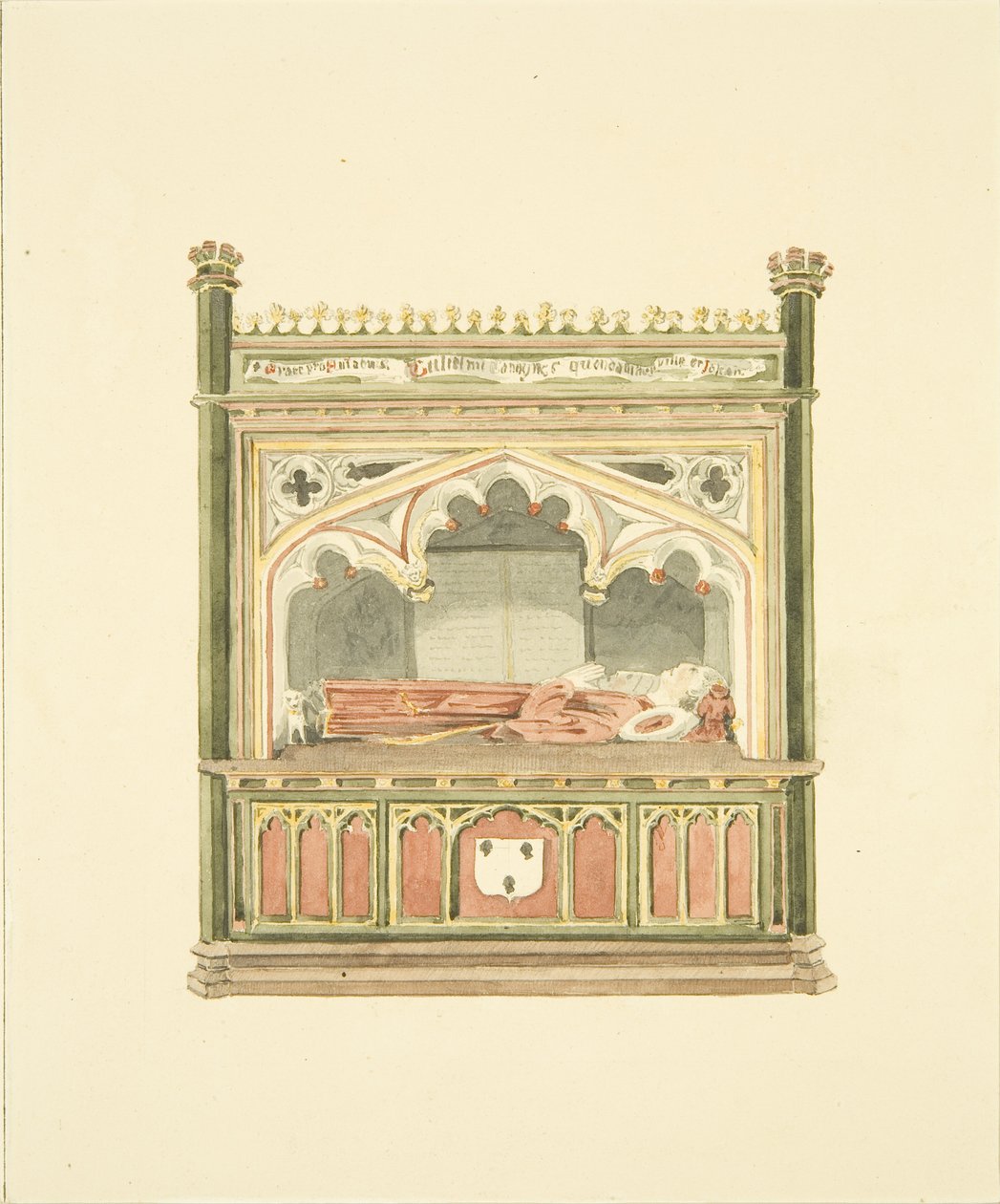 Monument til William Canynges i St Mary Redcliffe (blyant og akvarell på papir) av Marcus H. Homes