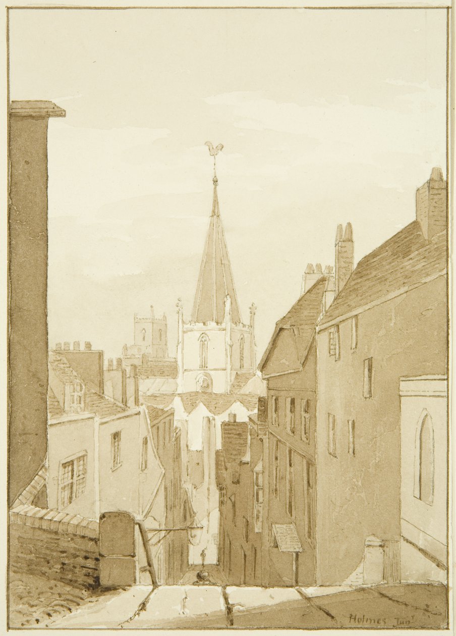 Queen Street (senere Christmas Steps) (blyant og akvarell på papir) av Marcus H. Homes
