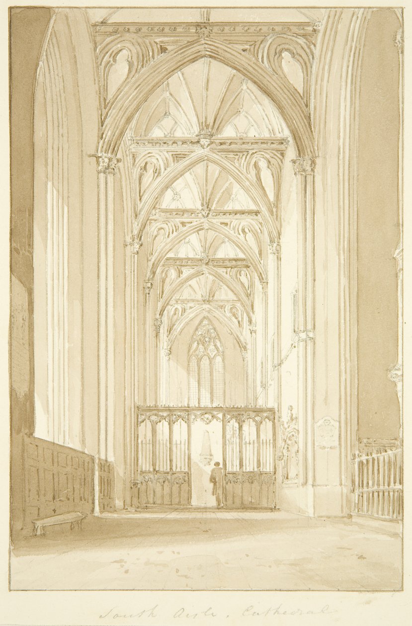 South Isle of Bristol Cathedral (blyant og akvarell på papir) av Marcus H. Homes