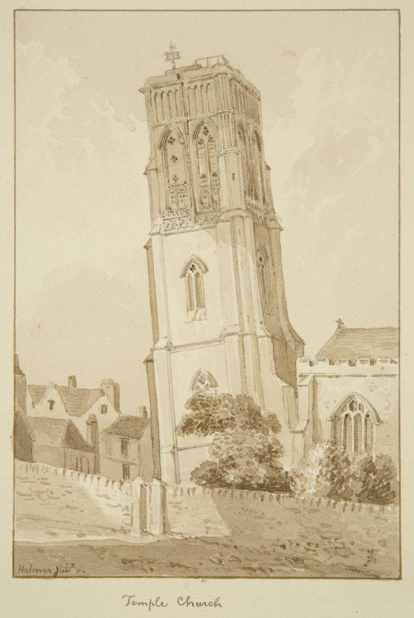 Temple Church (blyant og akvarell på papir) av Marcus H. Homes