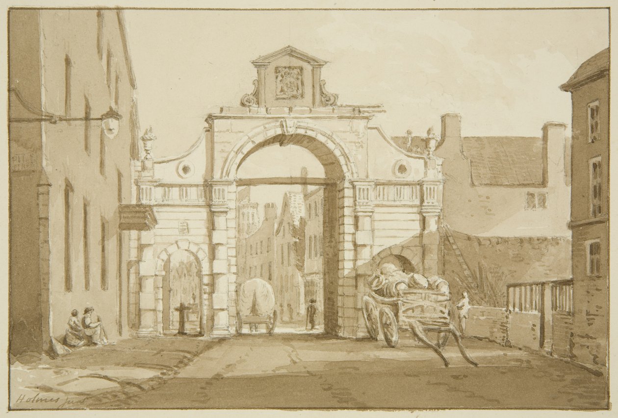 Temple Gate (blyant og akvarell på papir) av Marcus H. Homes