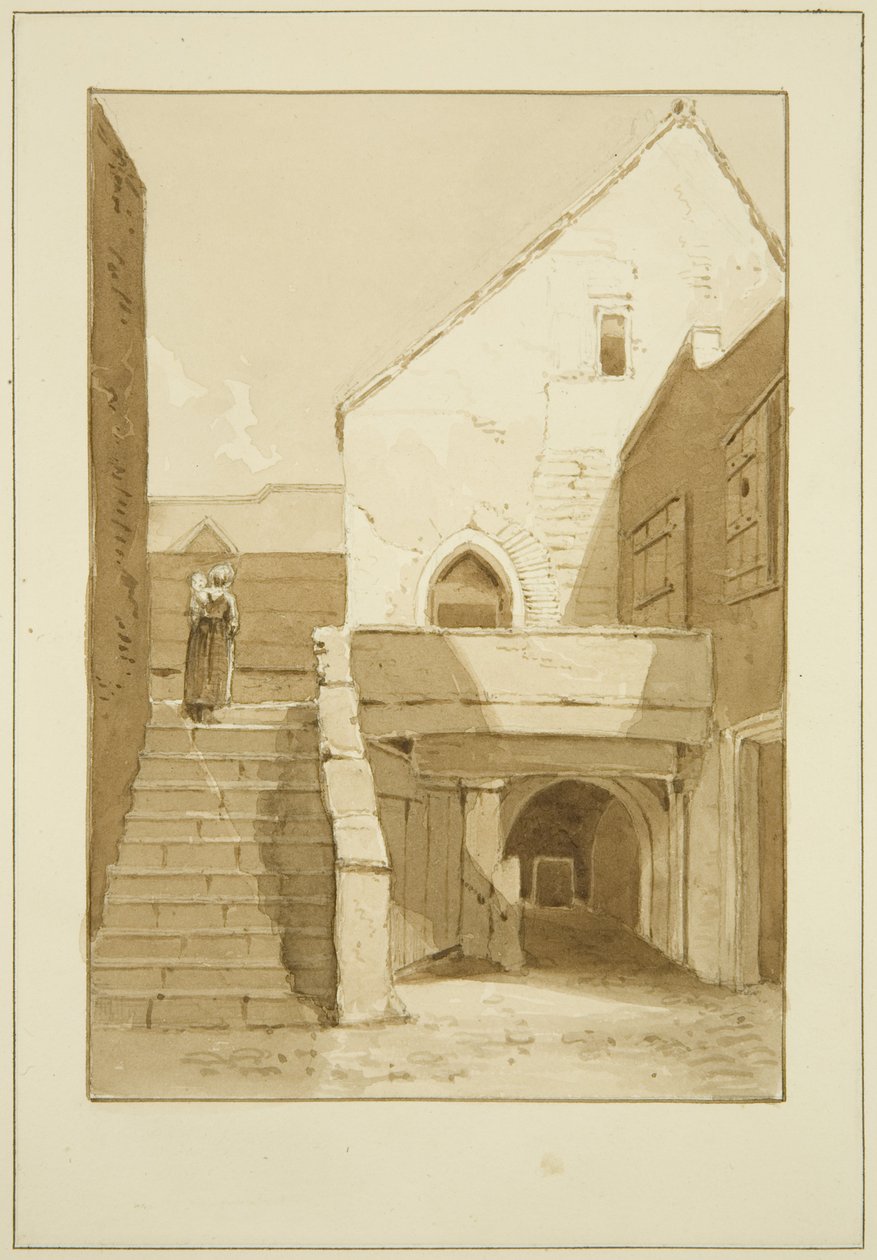 The Black, or Dominican, Friars, Merchant Street (blyant og akvarell på papir) av Marcus H. Homes