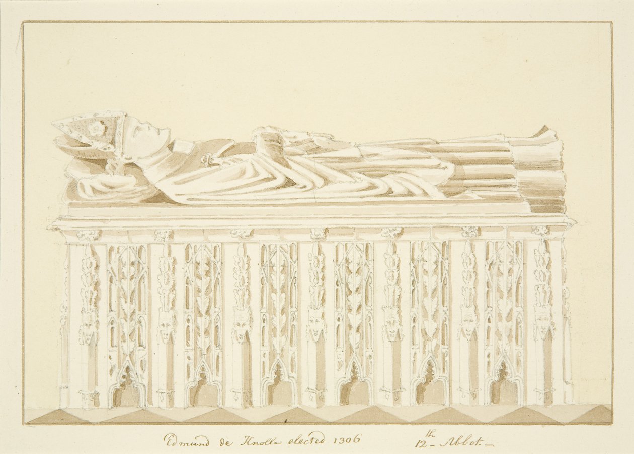 Tomb of Abbot Knowles, i Bristol Cathedral (blyant og akvarell på papir) av Marcus H. Homes