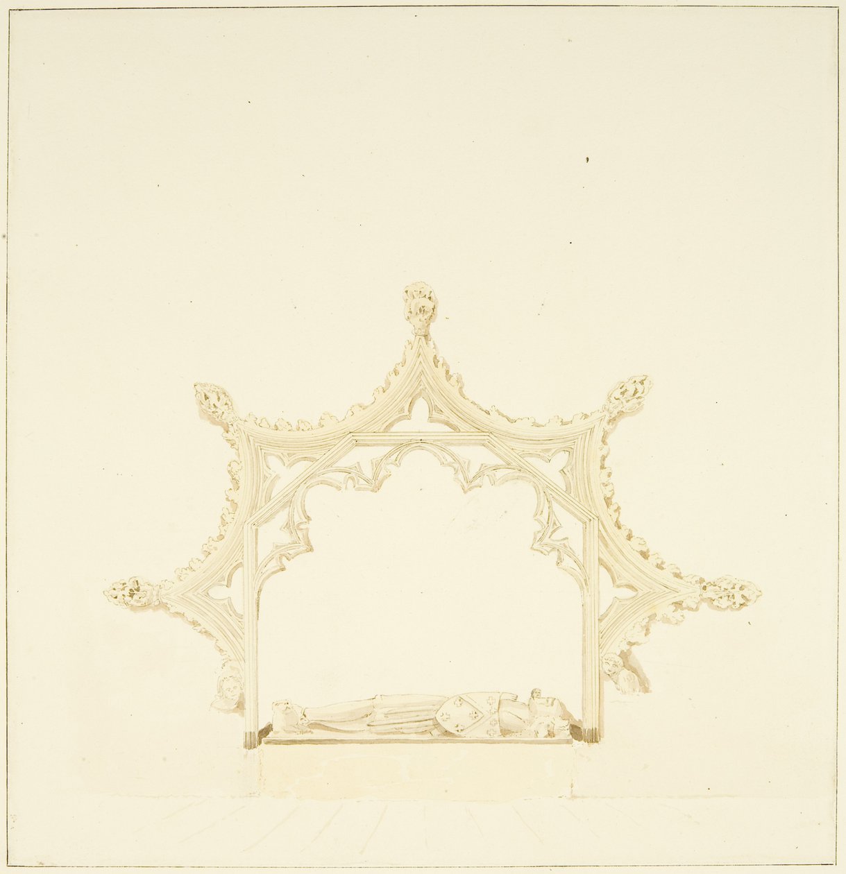 Tomb of Maurice, 7th Earl of Berkeley, i Bristol Cathedral (blyant og akvarell på papir) av Marcus H. Homes
