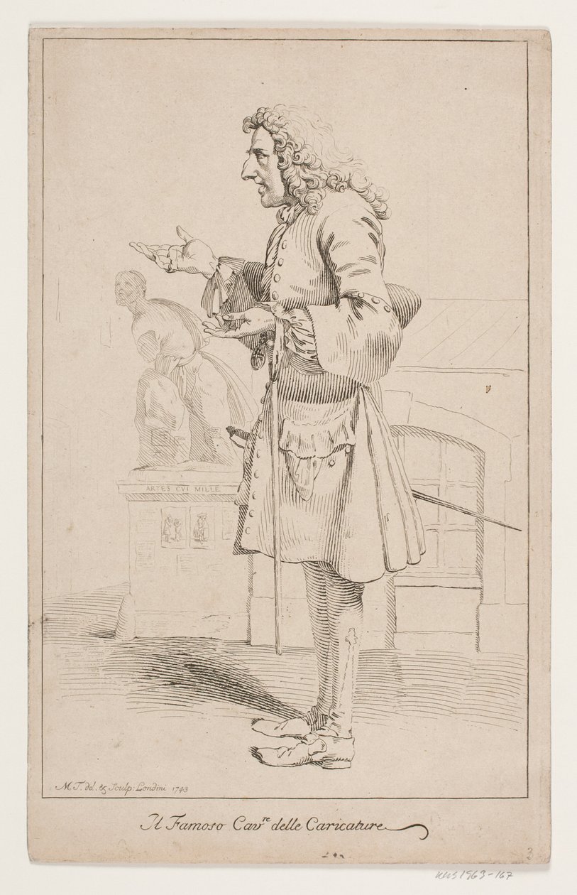 "Den berømte Cavre delle Caricature". Portræt av Pier Leone Ghezzi (1674-1755) av Marcus Tuscher