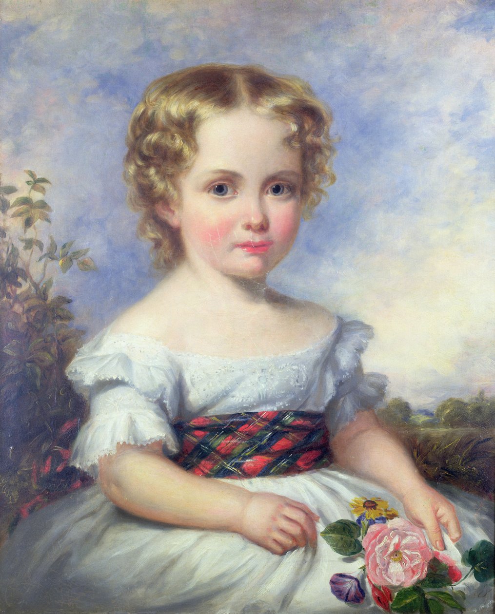 Portrett av en ung jente med en tartan-sash av Margaret Sarah Carpenter