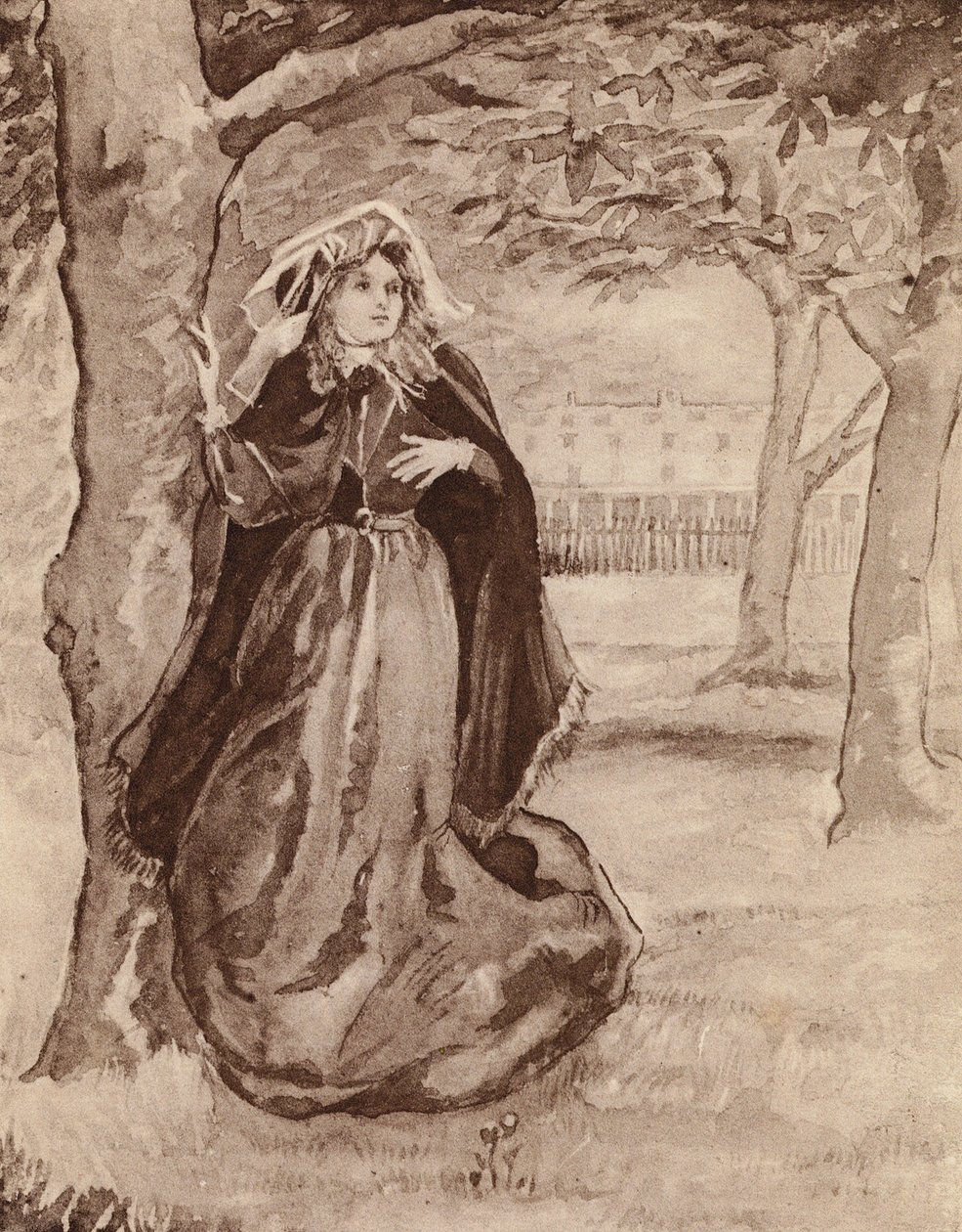 Elizabeth Barrett Browning , engelsk poet (lito) av Margaret Baillie Saunders