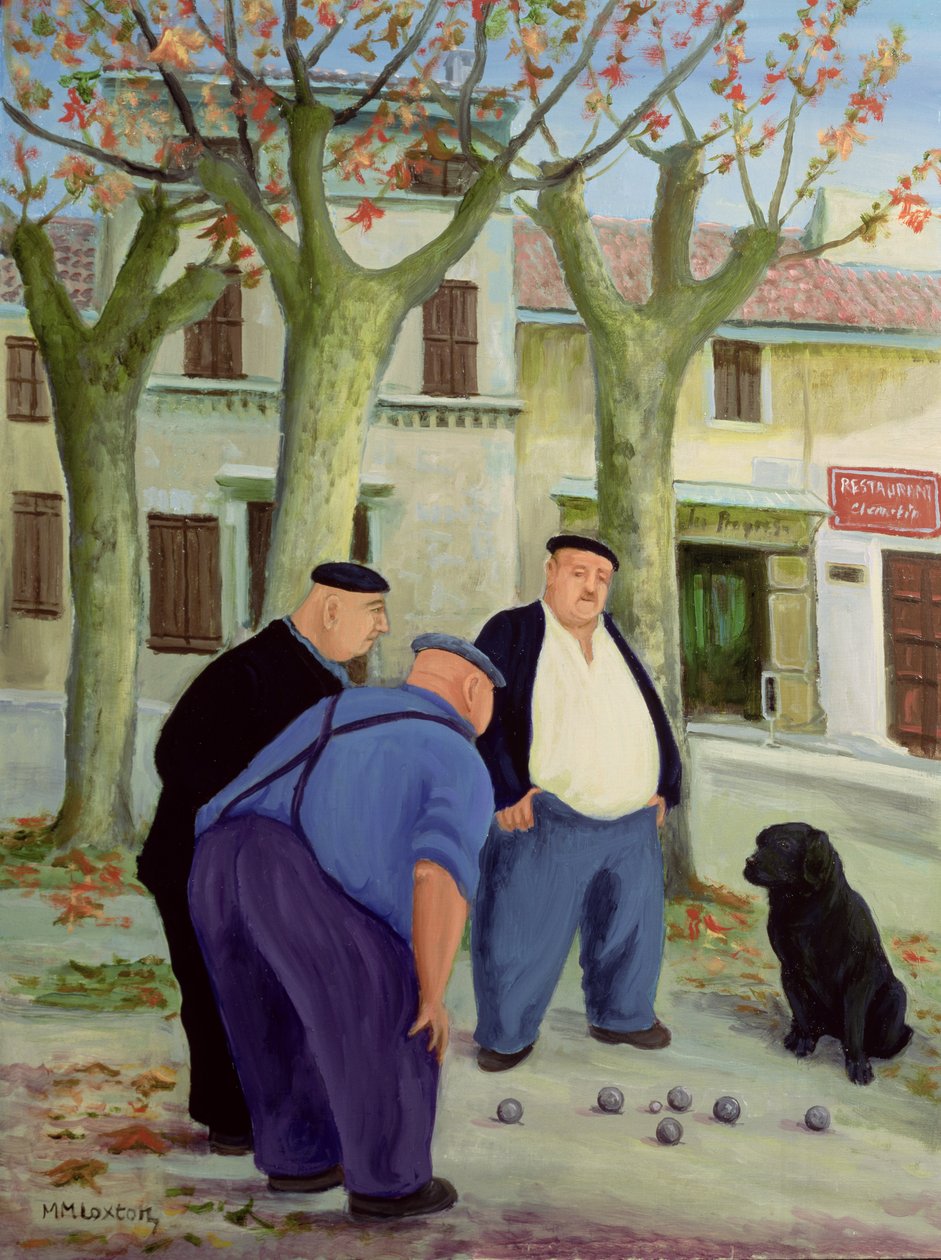 Boulespillere (olje på lerret) av Margaret Loxton