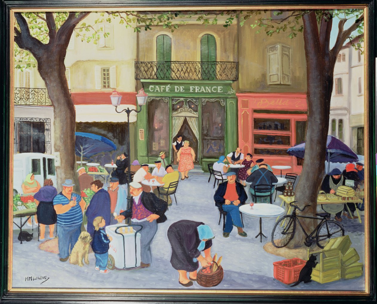 Cafe, Provence (olje på lerret) av Margaret Loxton
