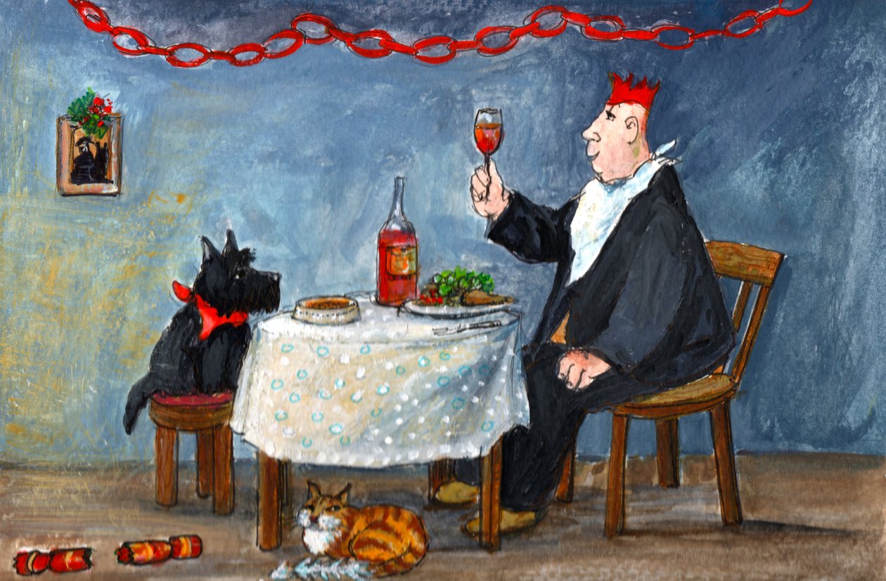 Feirer jul, 2014 (gouache på papir) av Margaret Loxton