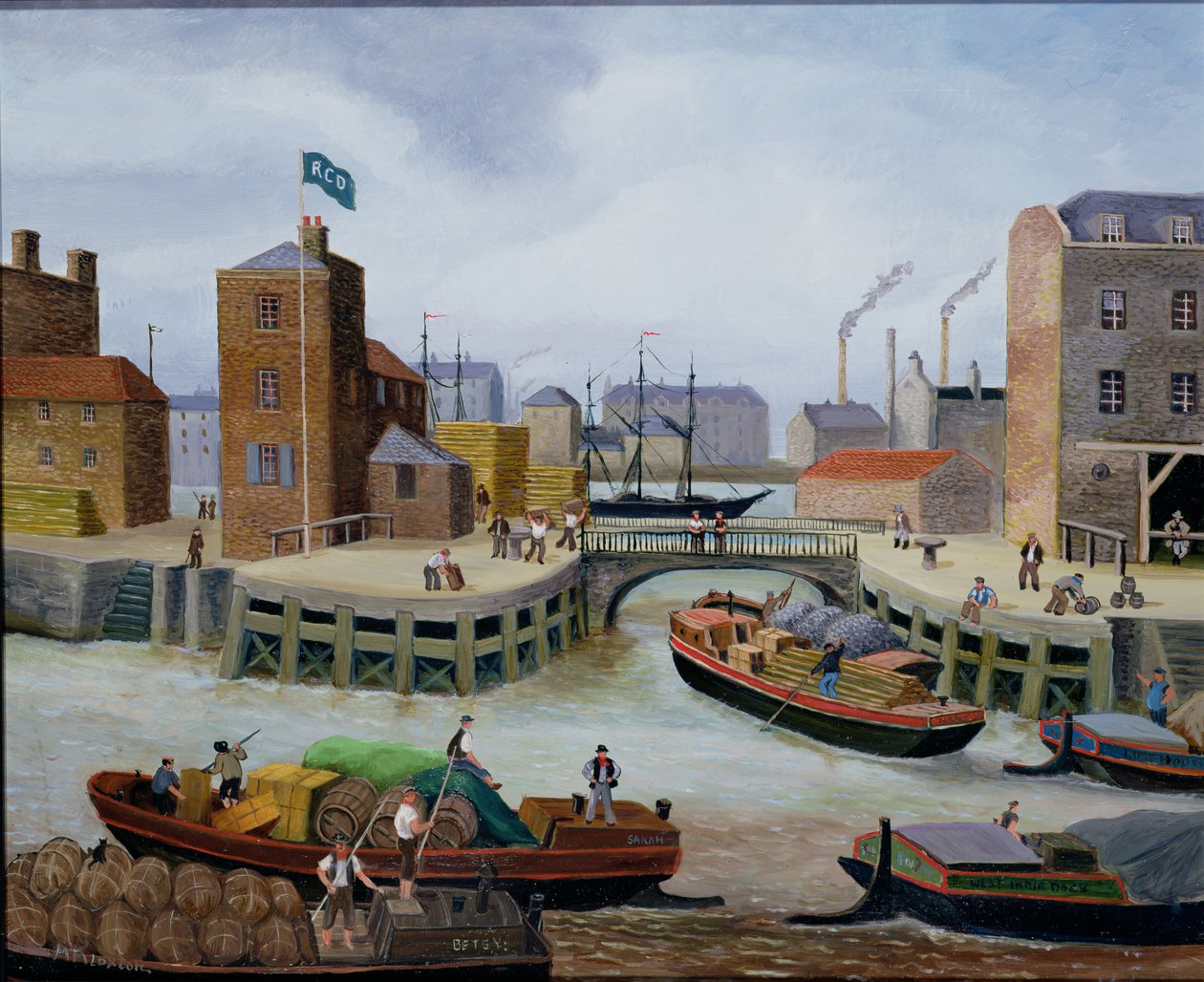 Inngang til Regent#39;s Canal Dock av Margaret Loxton