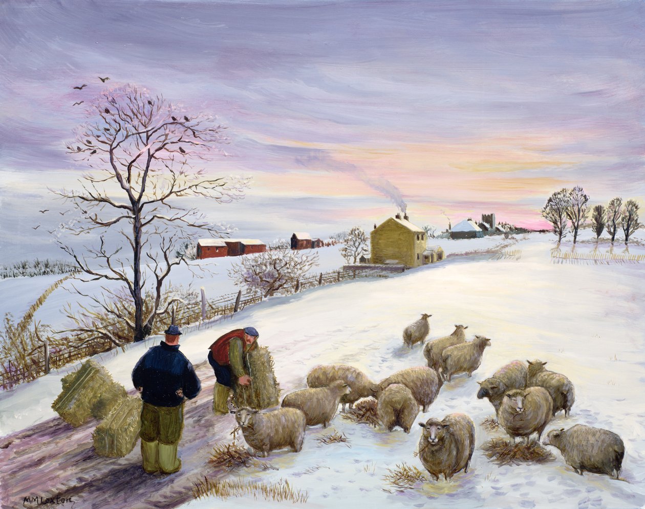 Fôring av sauer om vinteren av Margaret Loxton