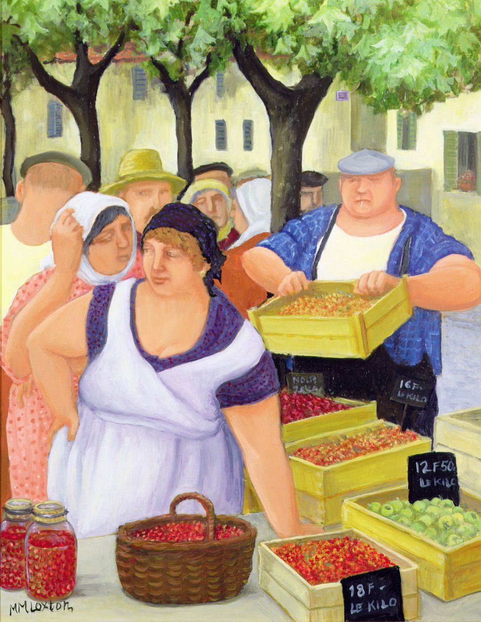 Market Place (olje på lerret) av Margaret Loxton