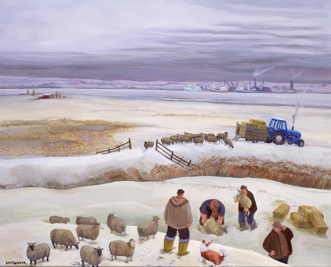 Vinter snøfall (maleri) av Margaret Loxton