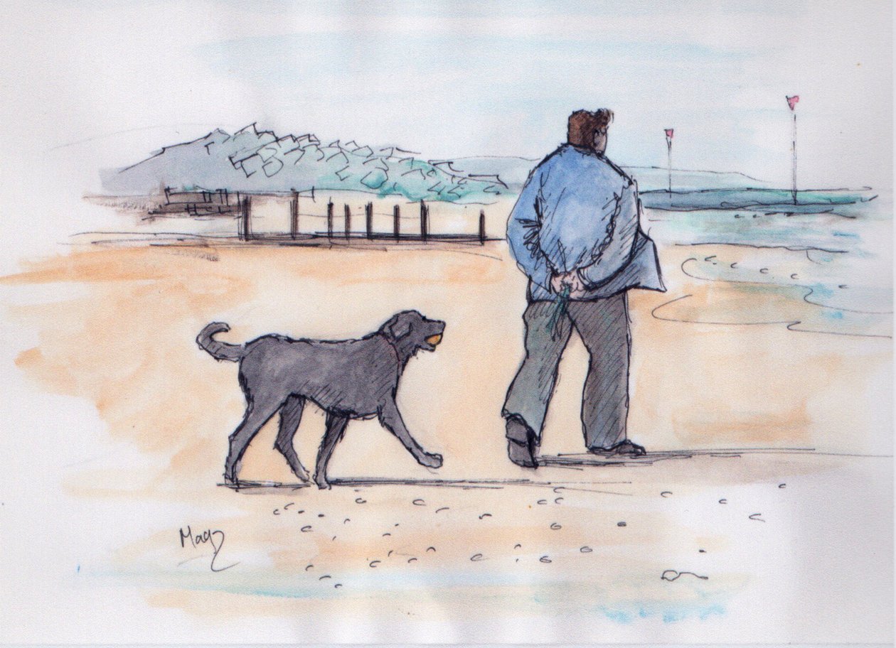 tur med hunden - 07 (penn og akvarell) av Margaret Loxton