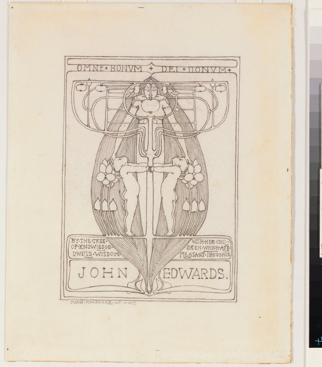 Design for en bokplate av Margaret MacDonald Mackintosh