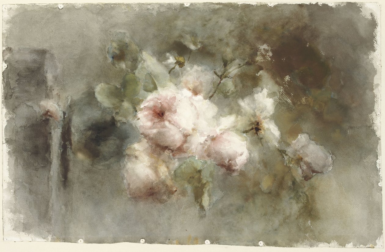En vase med roser av Margaretha Roosenboom
