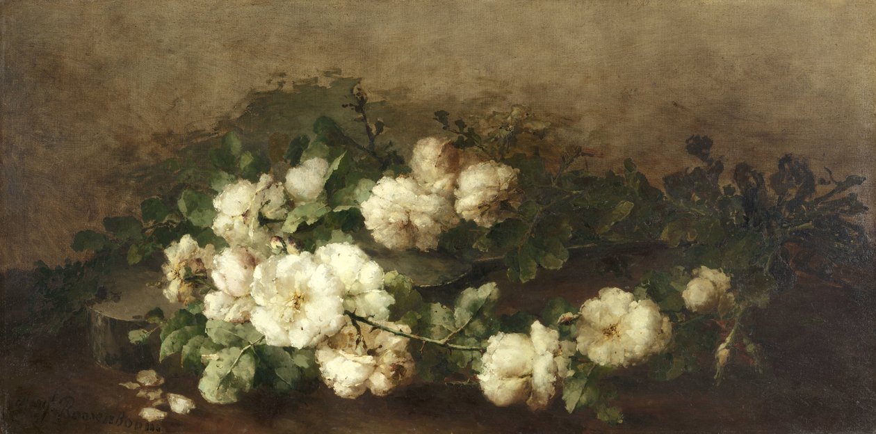 Stilleben med gitar og roser av Margaretha Roosenboom