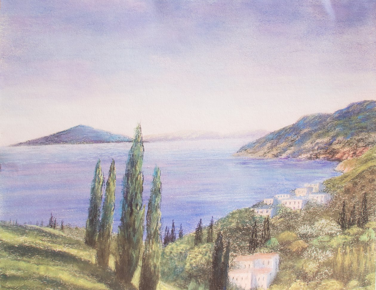 Italiensk scene, 1999 (pastell) av Margo Starkey