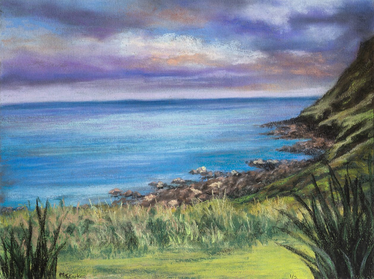 En strand i Cornwall (pastell) av Margo Starkey