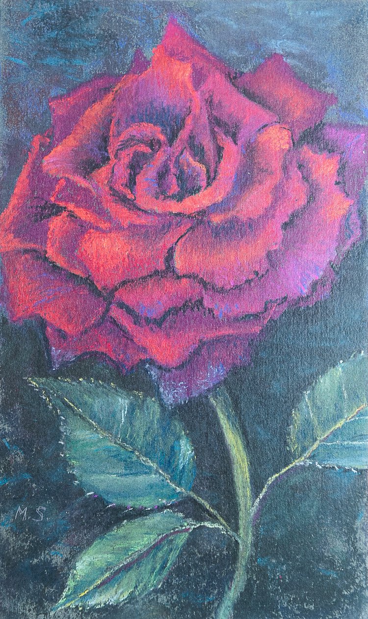 Beauty of the rose, 2020 (pastell) av Margo Starkey