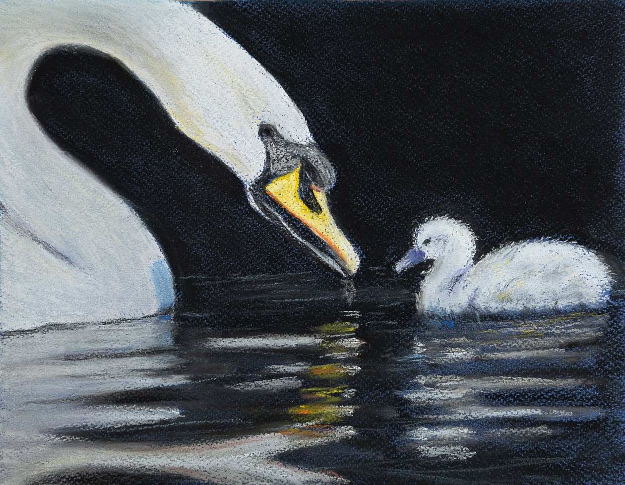 Følg Mummy, 2020 (pastell) av Margo Starkey