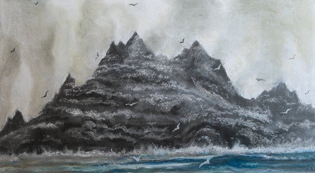 Turbulente hav .S Irland, 2020 (pastell) av Margo Starkey