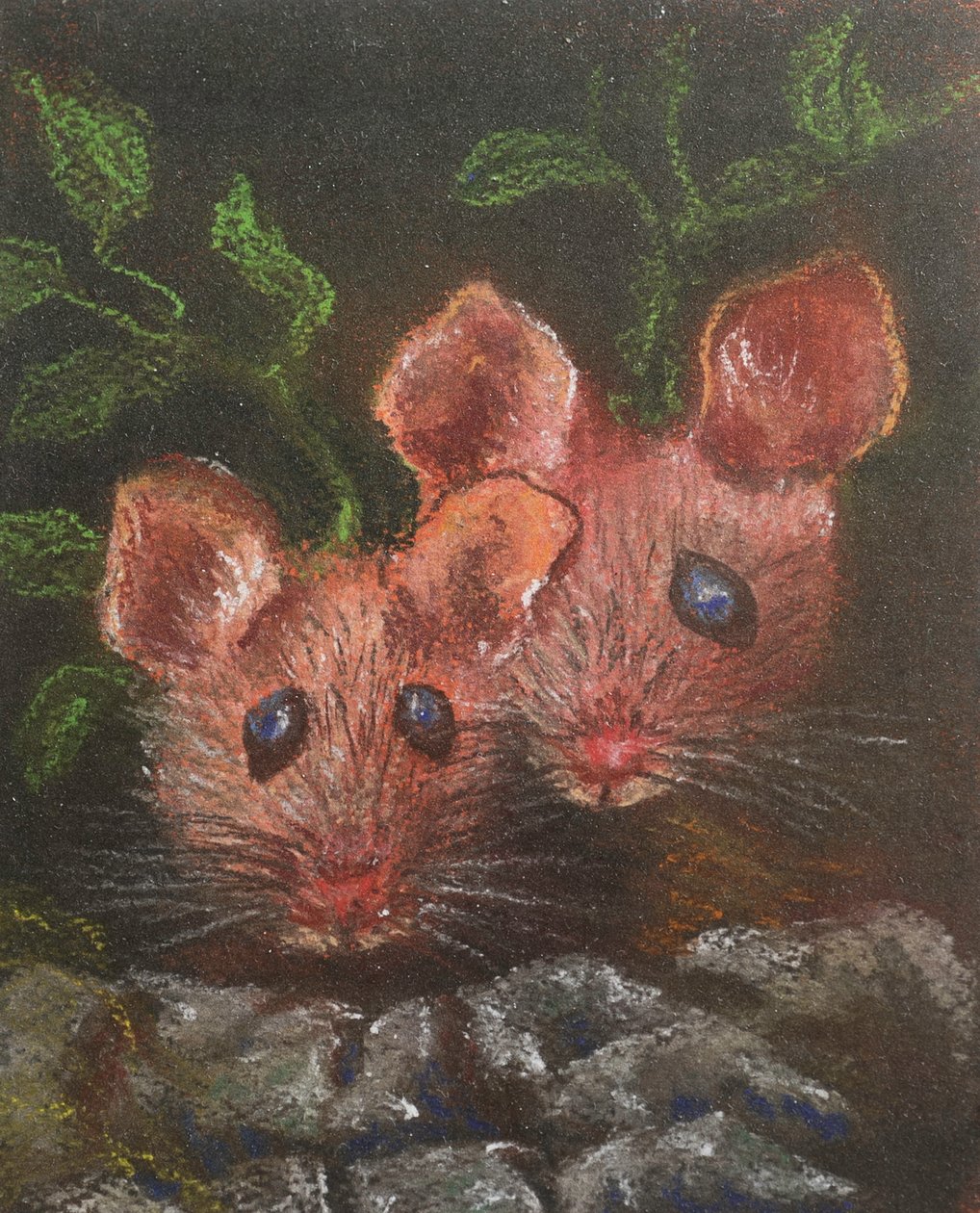 To små mus, 2020 (pastell) av Margo Starkey