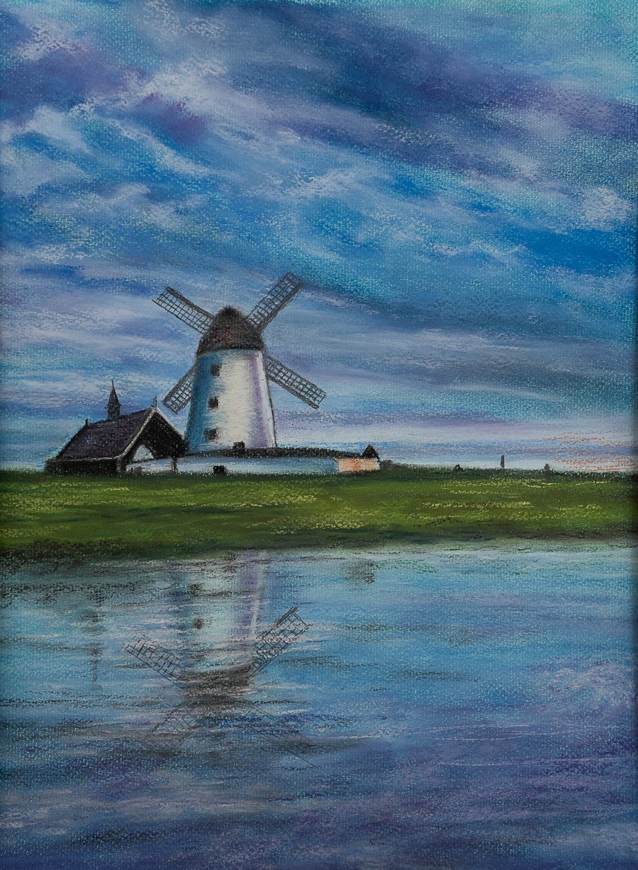 Vindmølle..Holland, 2020 (pastell) av Margo Starkey