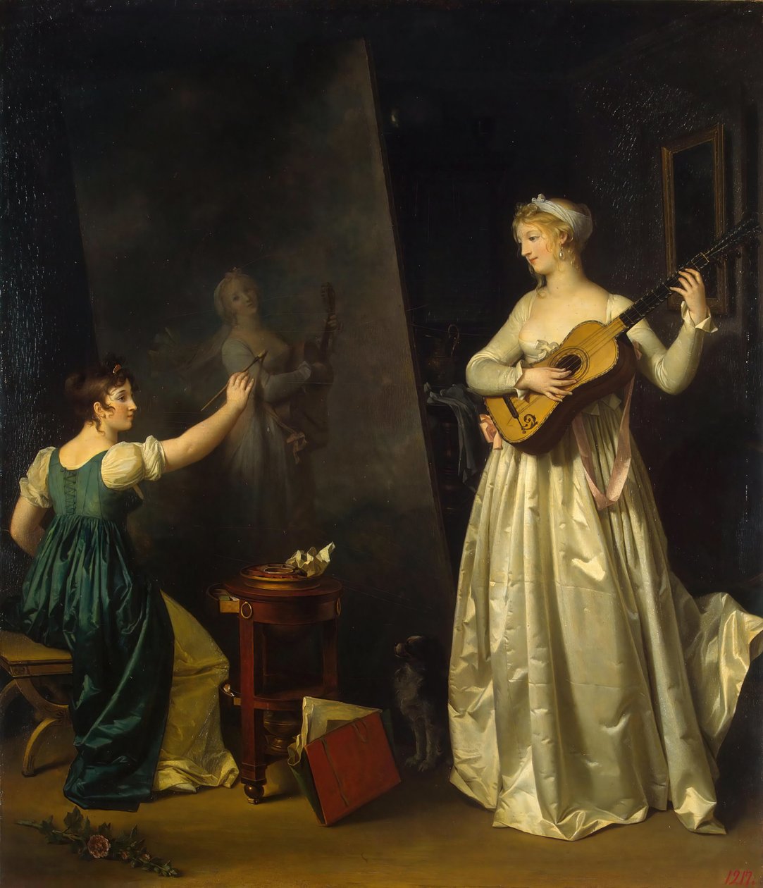 Kunstner maler et portrett av en musiker, 1790-tallet. av Marguerite Gerard