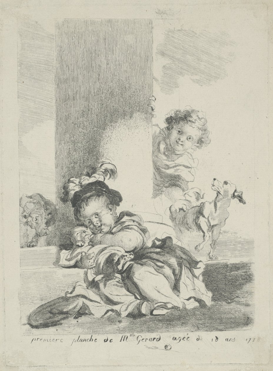 Barnet og katten, 1778 av Marguerite Gerard