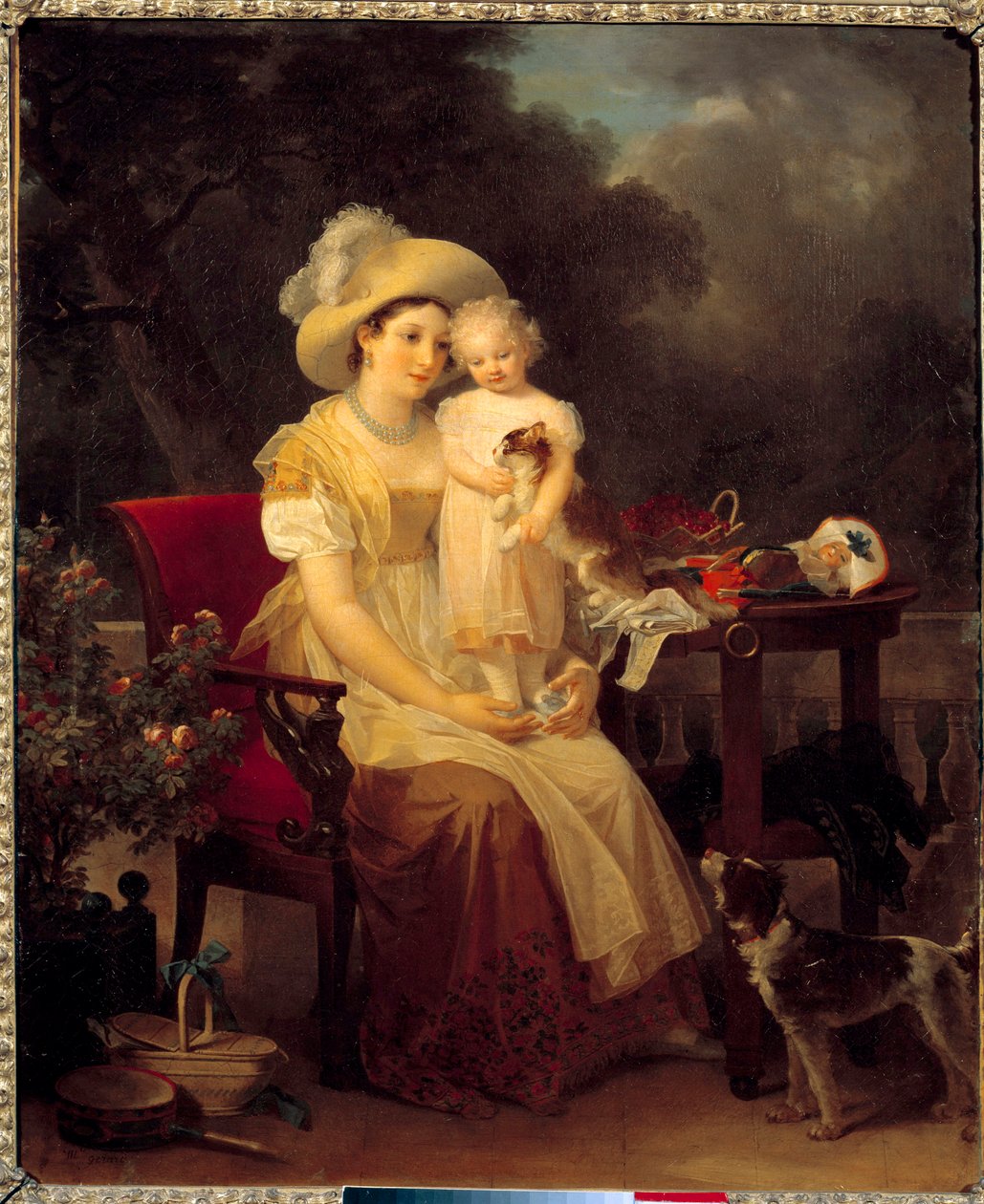 kvinne som sitter og holder en jente på knærne Maleri av Marguerite Gerard (1761-1837) 1799 Søn. 0,64x0,53m. Dijon, Museum of Fine Arts. av Marguerite Gerard