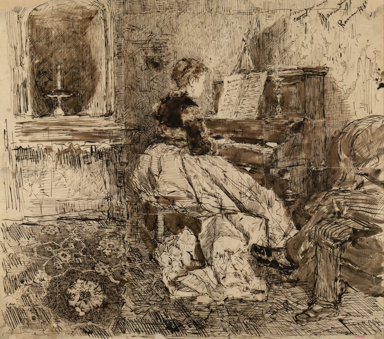 Cecilia de Madrazo spiller piano av Marià Fortuny
