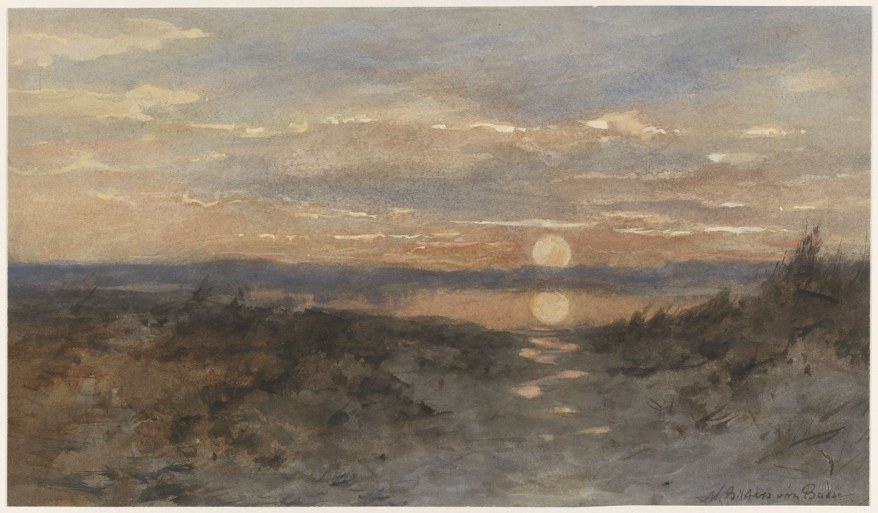 Landskap med solnedgang av Maria Bilders van Bosse
