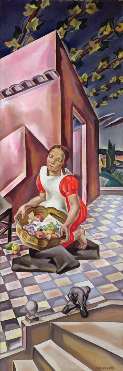 Ung jente med en kurv med frukt, før 1922 av Maria Blanchard