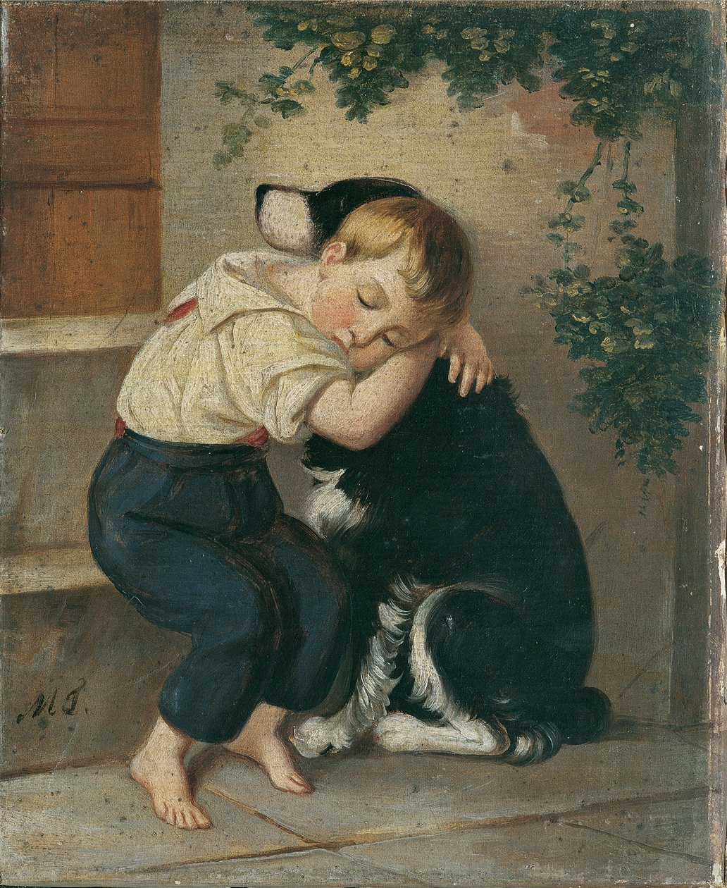 Gutt med hund av Maria Theresia