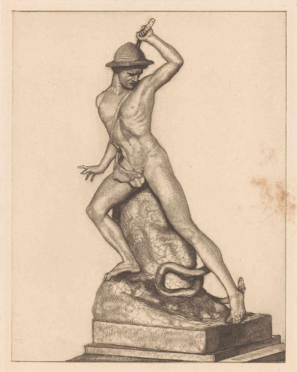 Skulptur av en hyrde med en slange av Maria Arnoldina van Hove