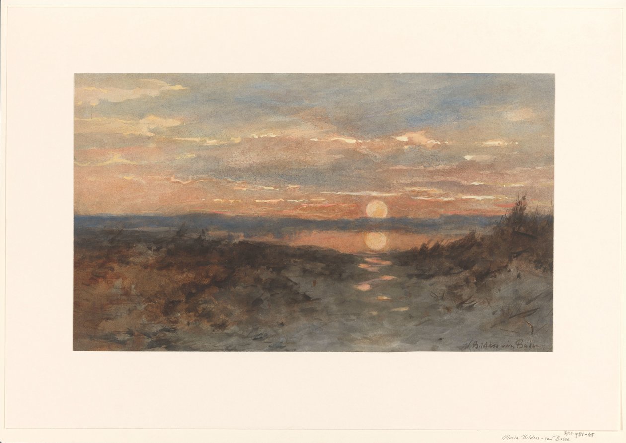 Landskap med solnedgang av Maria Bilders van Bosse