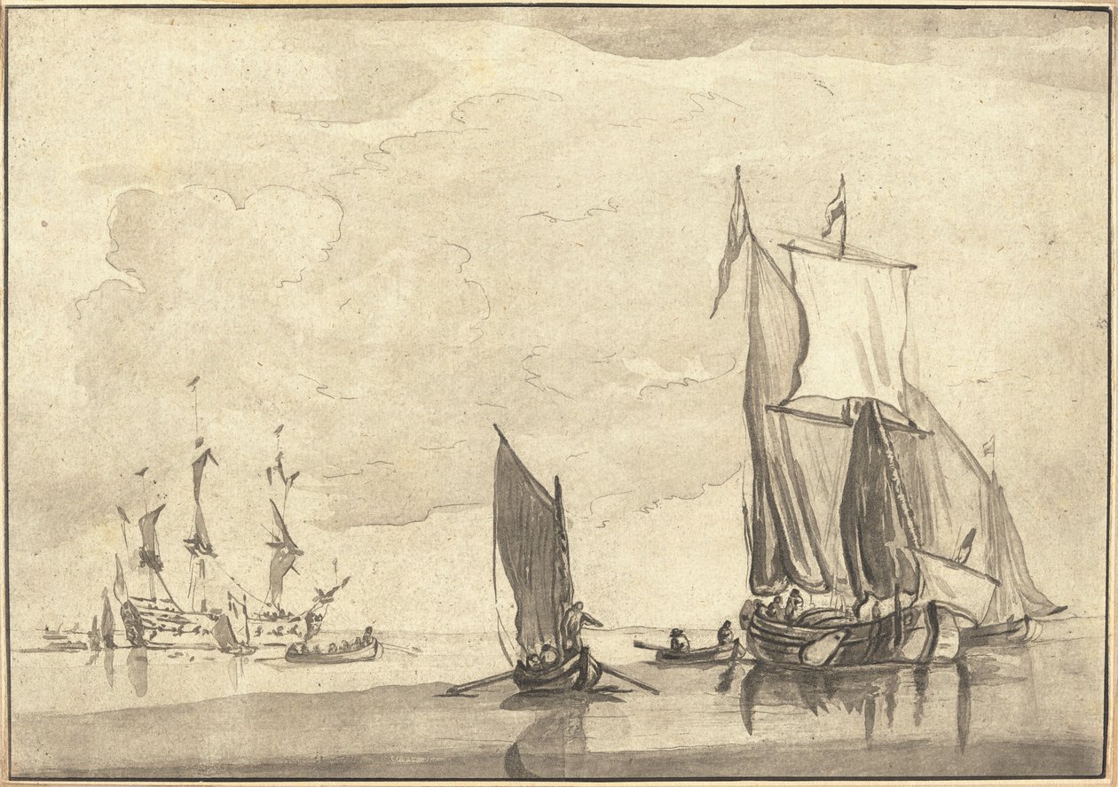 Sjølandskap av Maria Catharina Prestel after Willem van de Velde the Younger