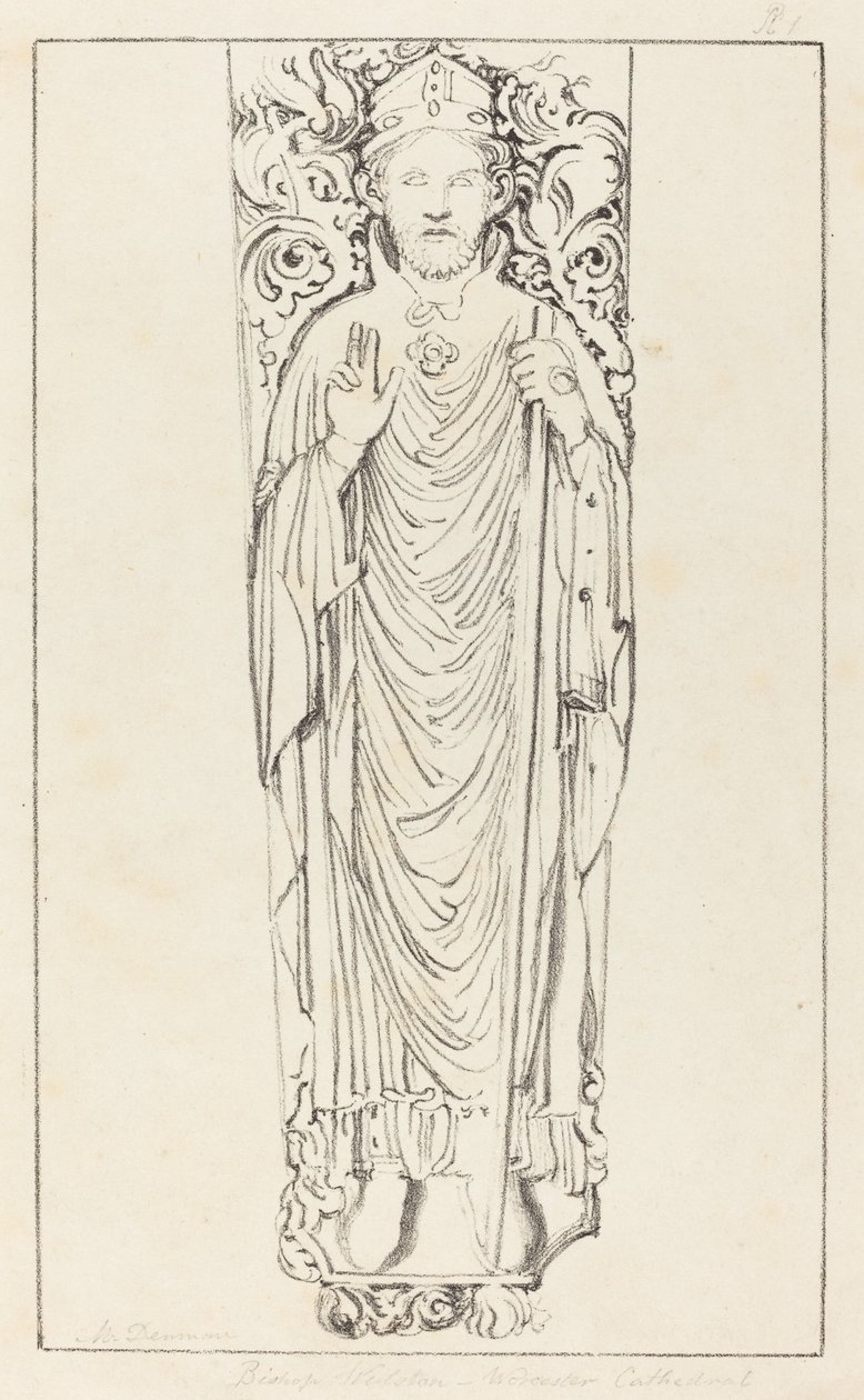 Biskop Wulstan, i Worcester katedral av Maria Denman after John Flaxman