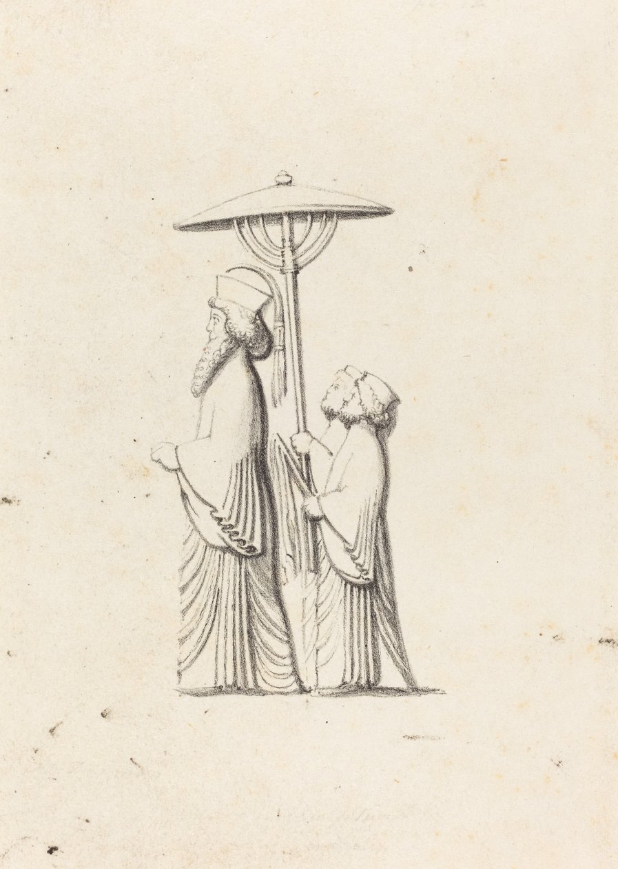 Skulptur ved Persepolis, fra Le Bruyns reiser av Maria Denman after John Flaxman