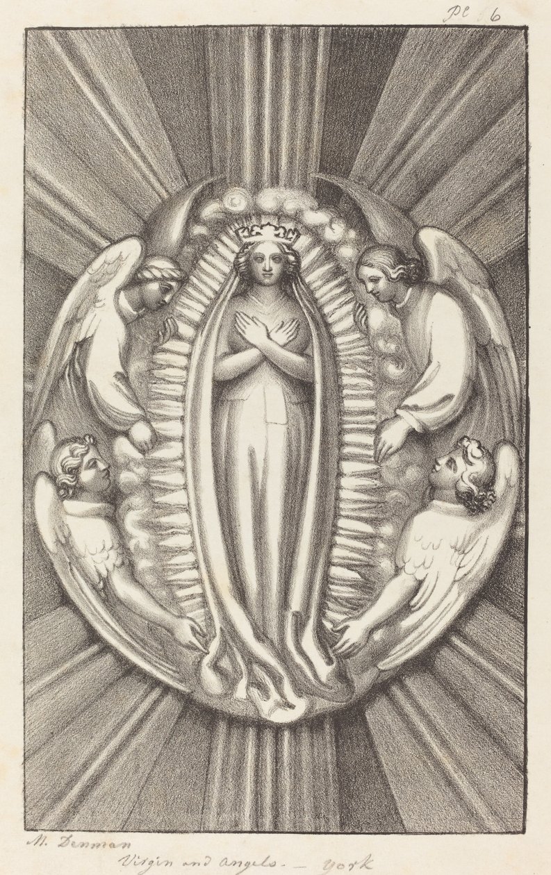 Virgin and Angels, en nøkkelstein i York av Maria Denman after John Flaxman