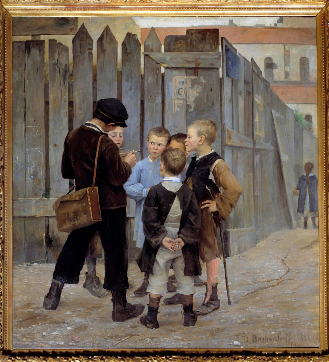 Et barns konspirasjonsmøte. Maleri av Maria Konstantinovna Bashkirtseva (Bashkirtseff) (1860-1884) 1884 Søn. 1,9x1,7 m Paris, musee d