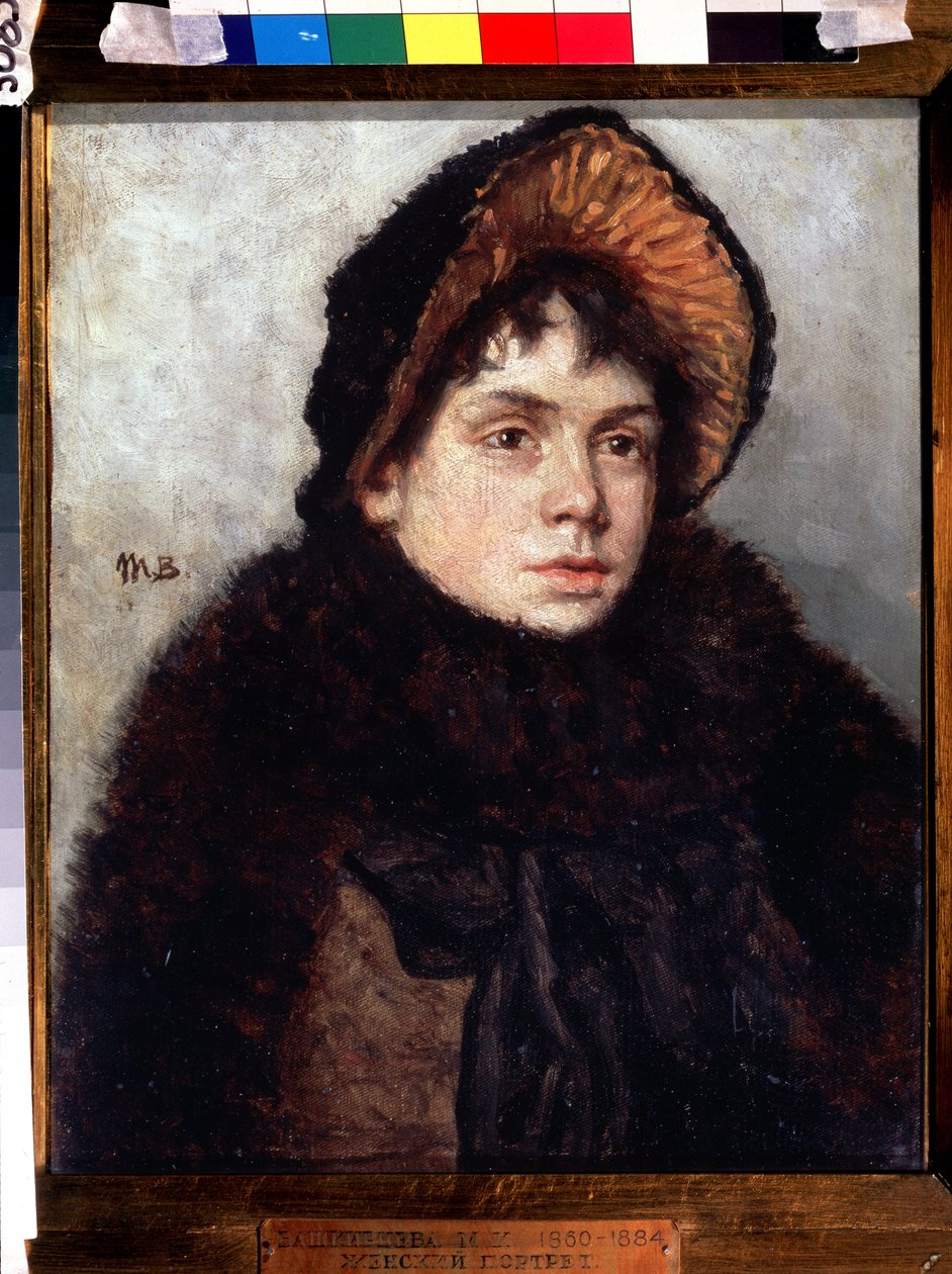 Selvportrett. Maleri av Maria Konstantinovna Bashkirtseva (1860-1884). Olje på lerret, 35 x 27 cm. Russisk kunst fra 1800-tallet. Statens Tretyakov-galleri, Moskva. av Maria Konstantinova Bashkirtseva