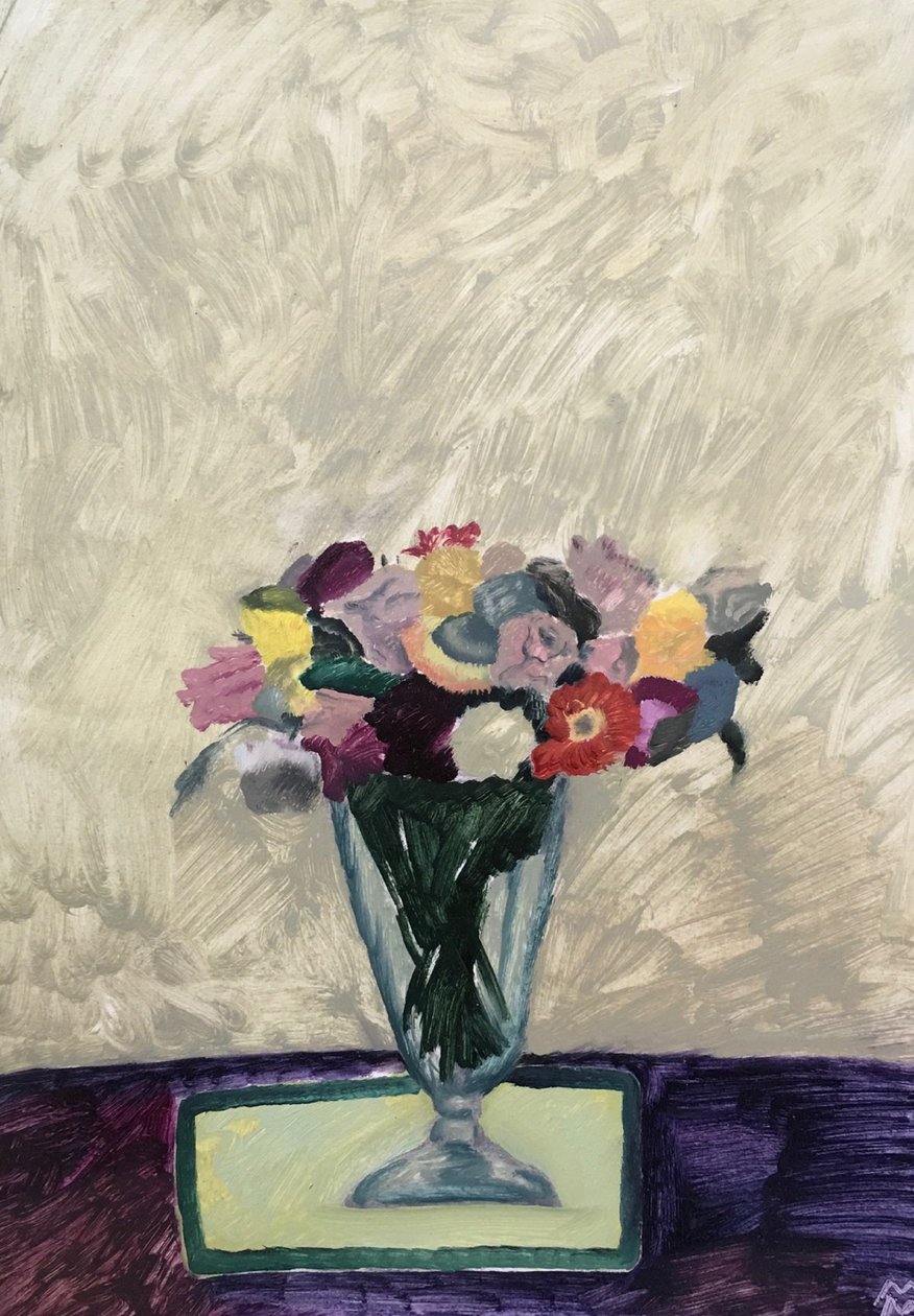 Stilleben med tørkede blomster, 2020 (olje på papir) av Maria Magenta
