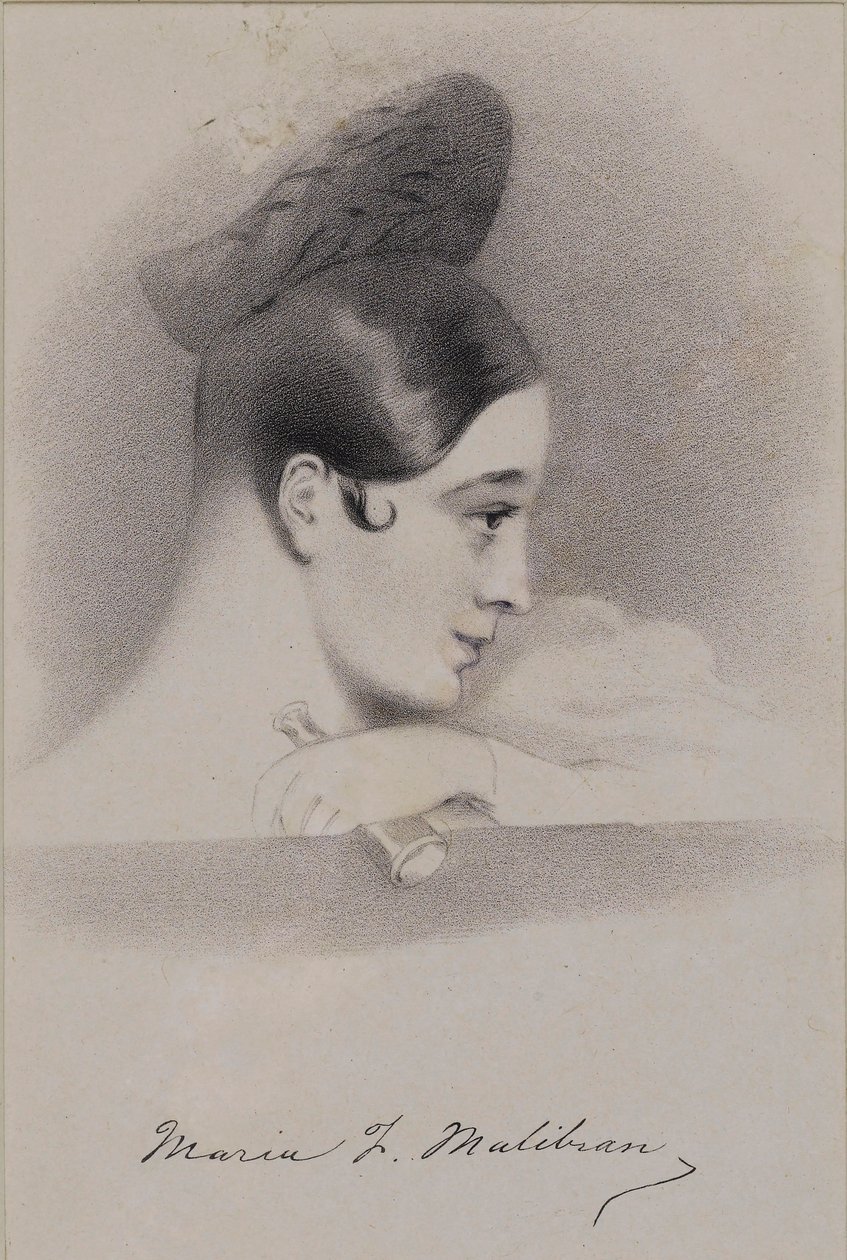 Selvportrett, tidlig på 1830-tallet. av Maria Malibran Garcia